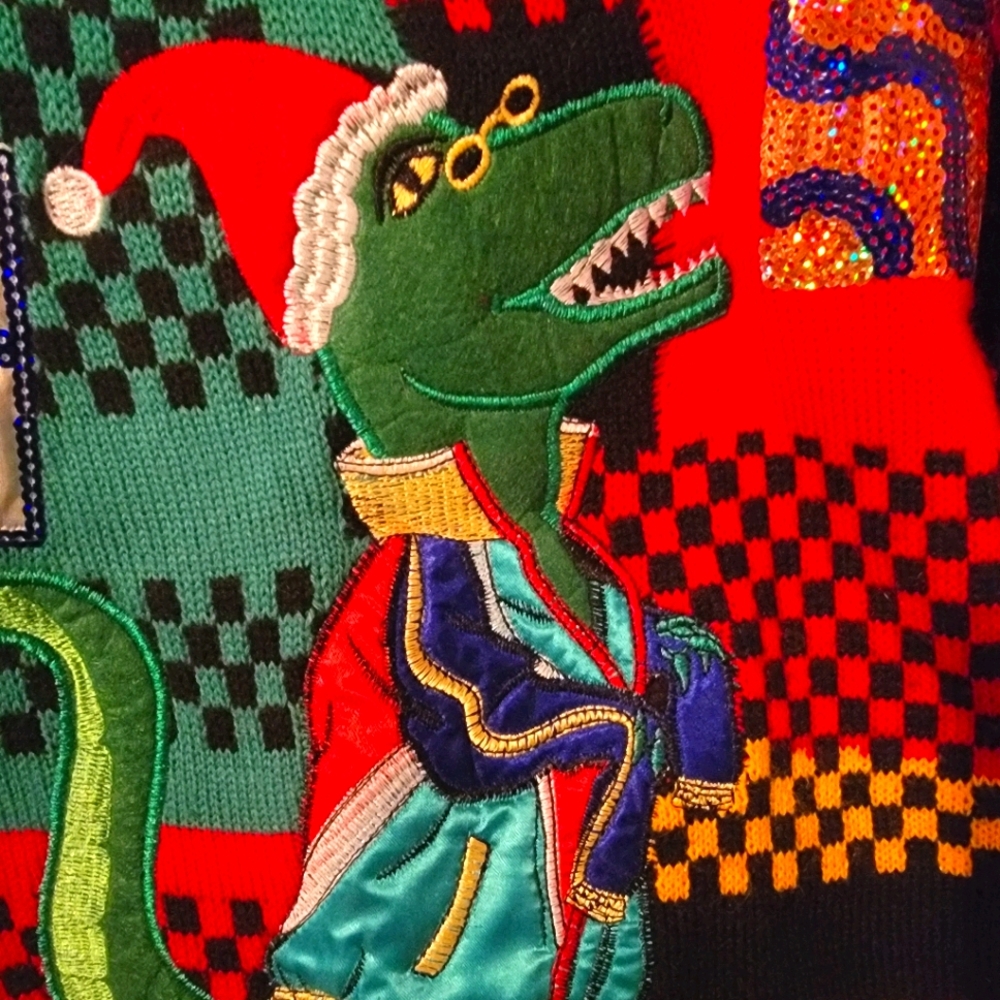 Ugly Xmas Sweater w/ T-Rex XL